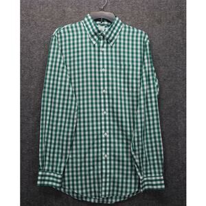 Brooks Brothers Milano Button Down Shirt Men M Green Checkered Long Sleeves